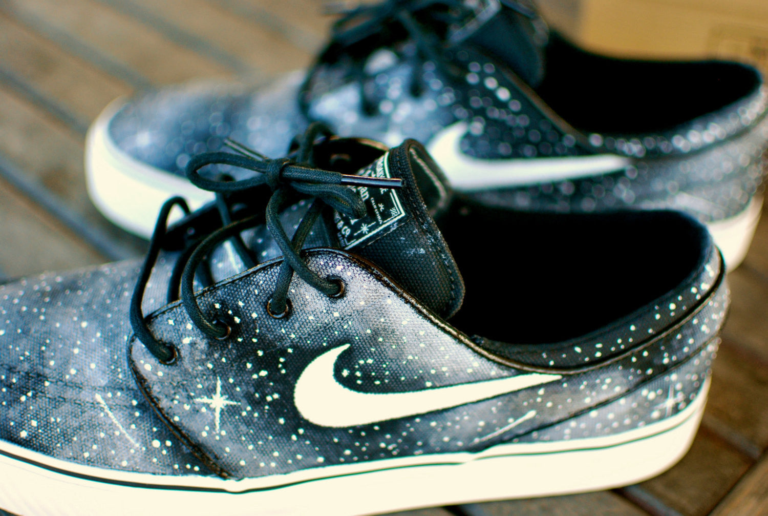 Custom Hand Painted Twilight Zone Black and White Galaxy Nike Stefan J ...