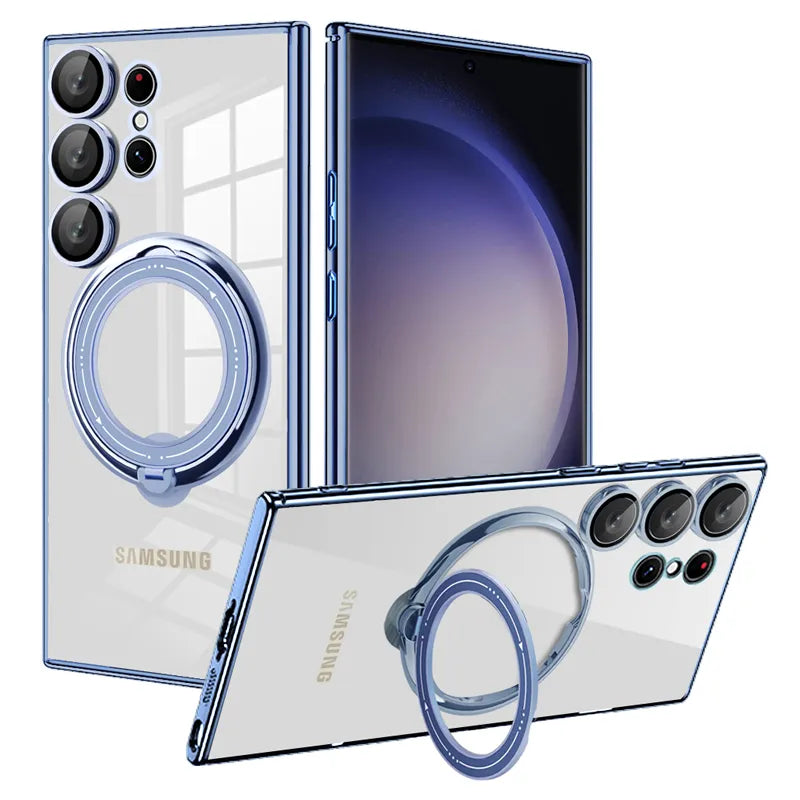 Magnetic Magsafe Transparent Ring Phone Case For Samsung Galaxy