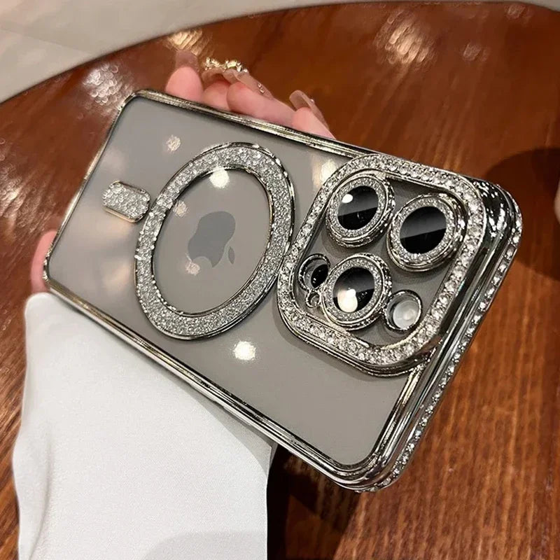 Fashion Glitter Diamond Clear Magnetic For Magsafe Phone Case For iPhone