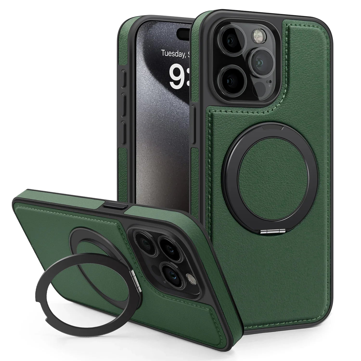 360 ° Rotating Bracket Leather Magsafe Magnetic Phone Case For iPhone