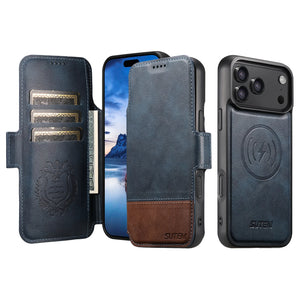 Flip Wallet Magnetic Color Matchin Leather Wireless Charging Card Holder Phone Case For iPhone - AF Case