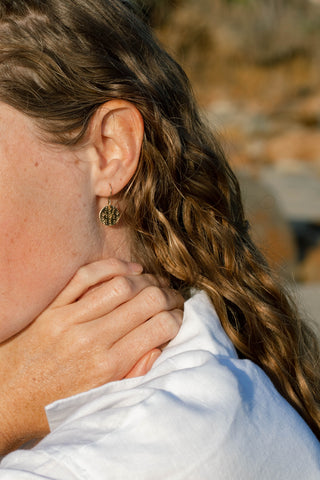 Gold full moon earring