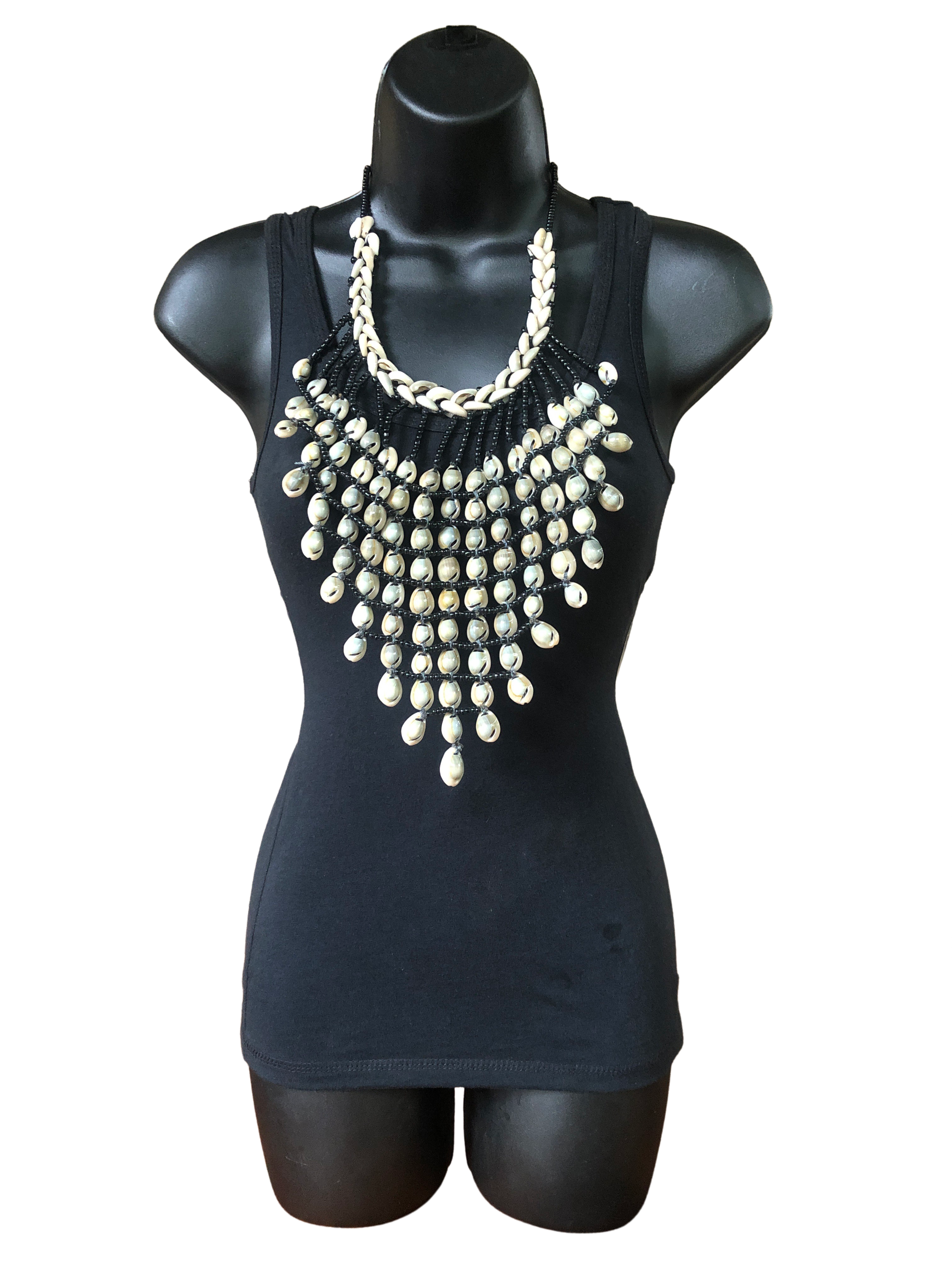 Black and White - Zulu Spear Beaded Zulu Bib Necklace