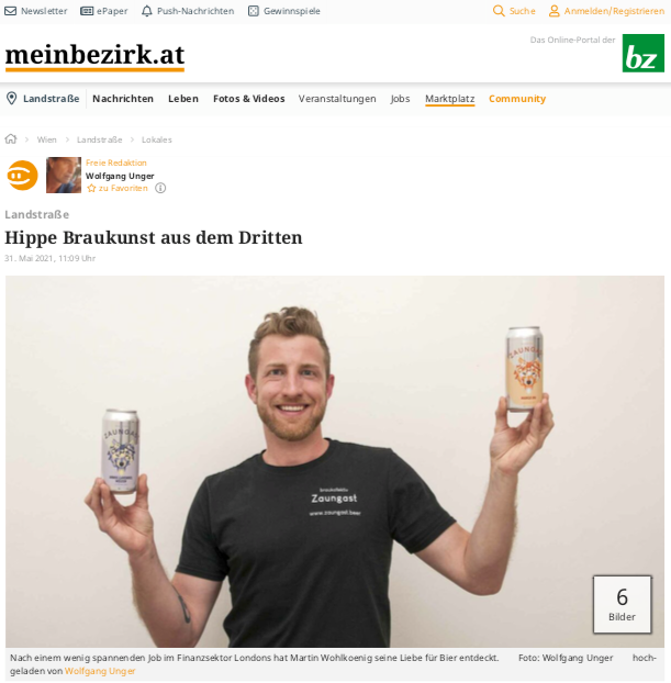 braukollektiv Zaungast meinbezirk.at Wien Bezirksblatt Craft Bier von Martin Wohlkoenig Landstraße