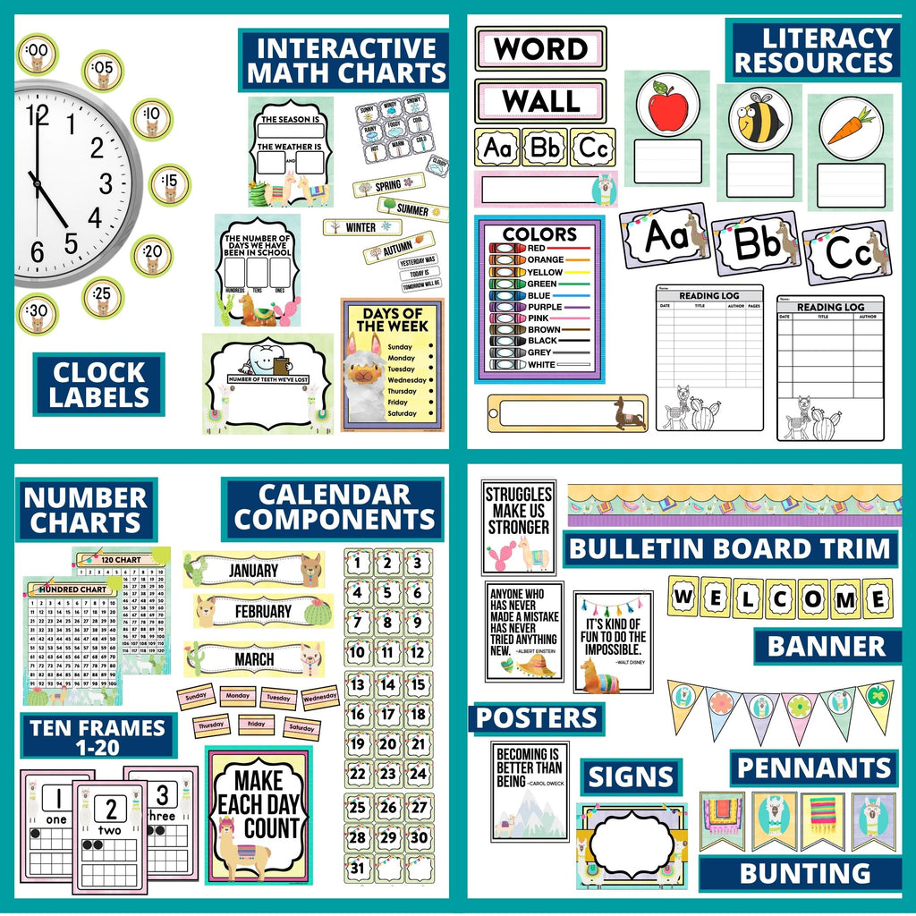 Llama Classroom Decorations Themed Bundle – Clutter Free Classroom Store