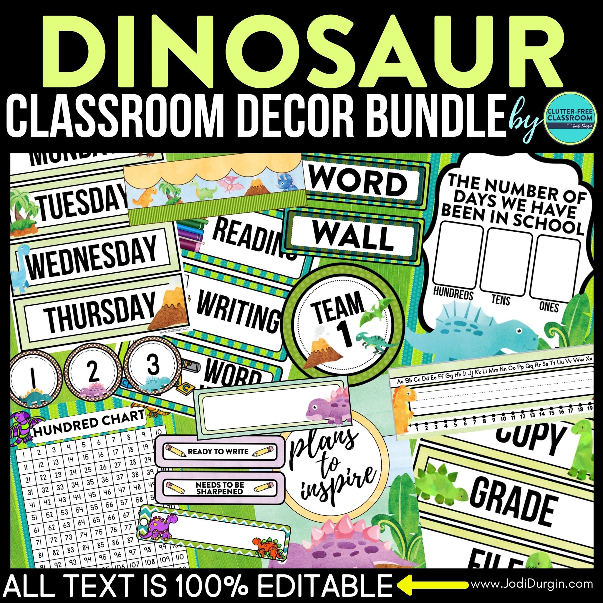 Dinosaur Classroom Themed Decor Bundle Clutter Free Classroom Store 