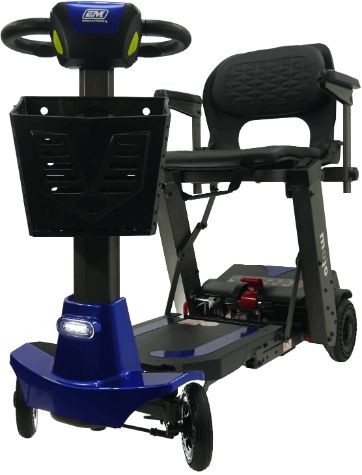 Enhance Mobility Mojo Auto-Fold Mobility Scooter in Blue with Basket