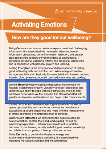 Information Card Positive Emotions Cards