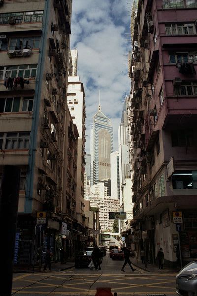 Photograph taken with a Canon EOS 300 looking down side street in a city