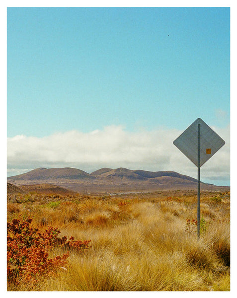 Photograph of landscape and street sign in Hawaii