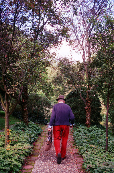 Photograph of person walking down a pathway