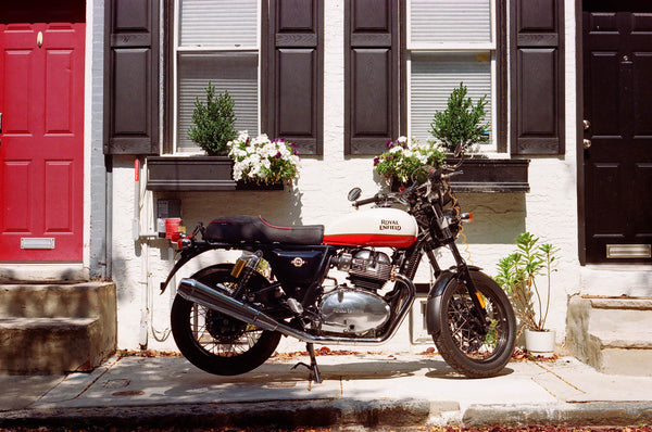 Photograph of motorcycle parked on a street