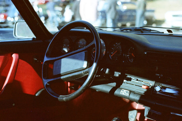 Photograph taken with a Konica Autoreflex TC of a steering wheel