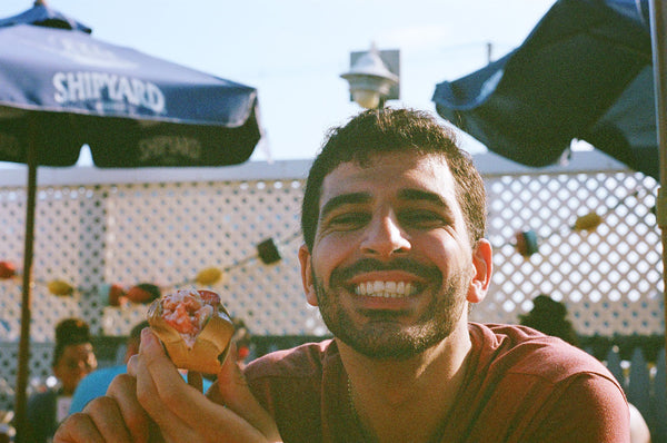 Photograph taken with a Pentax ME camera of person smiling