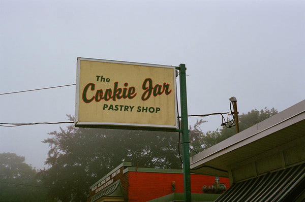 Photograph taken with a Pentax ME camera of store sign