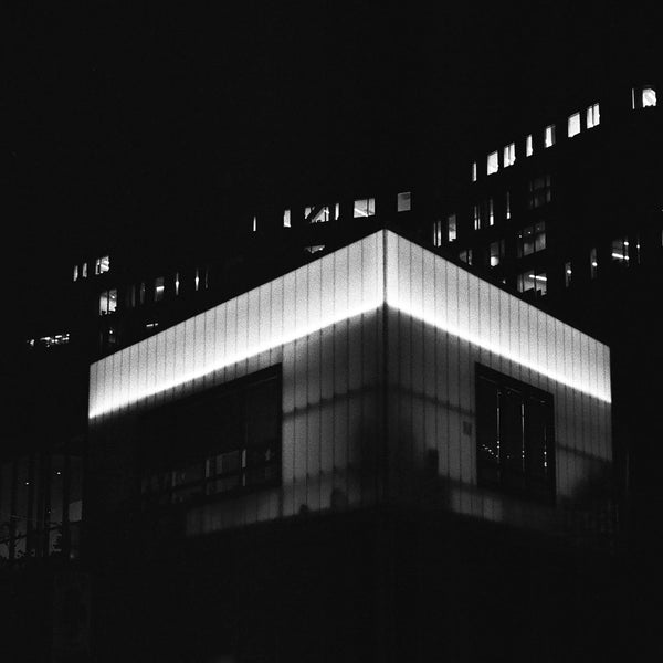 Photograph of a building at night