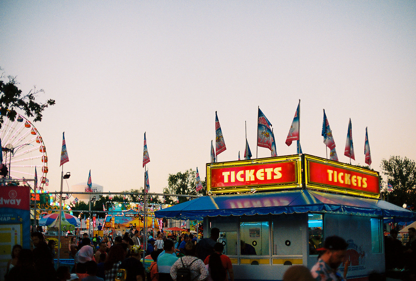 Photograph of ticket booth at a fair