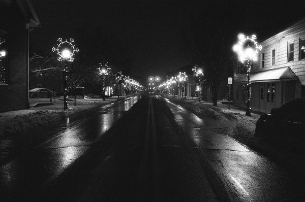 Photograph taken along a deserted street