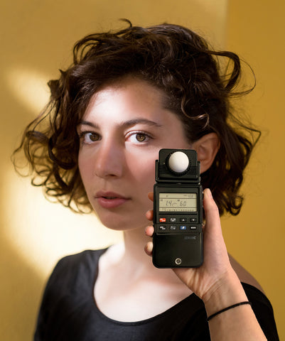 Photograph of light metering a portrait