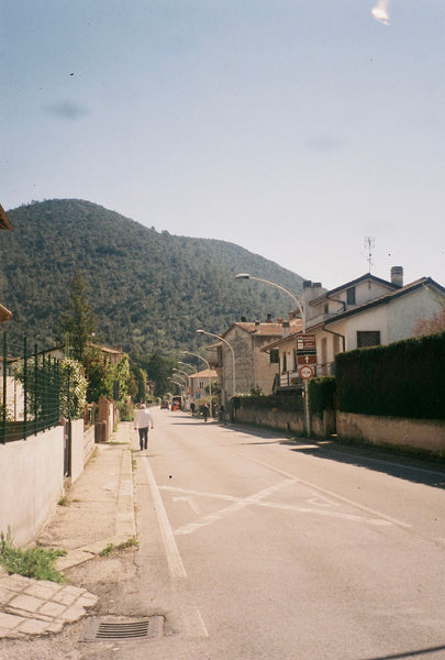 Photograph looking down a deserted street