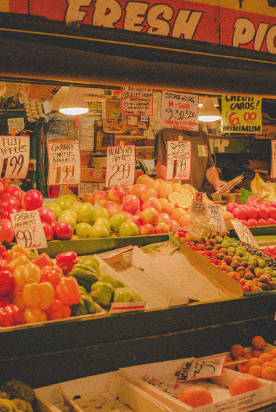 Photograph of fruit and vegetable stand