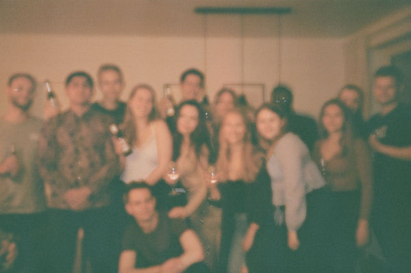 Blurry group photograph of friends