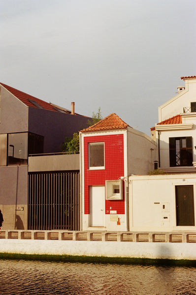 Photograph of houses along a canal