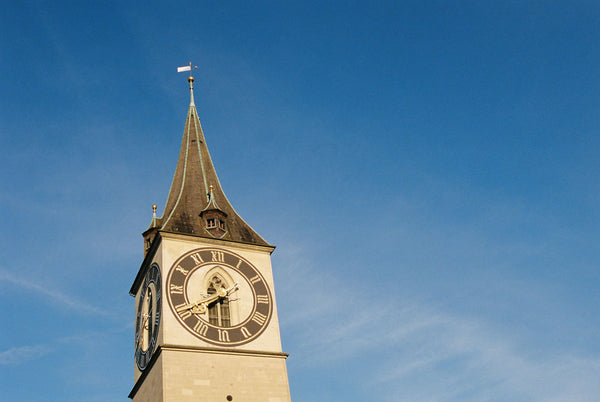 Photograph of the top of a clock tower