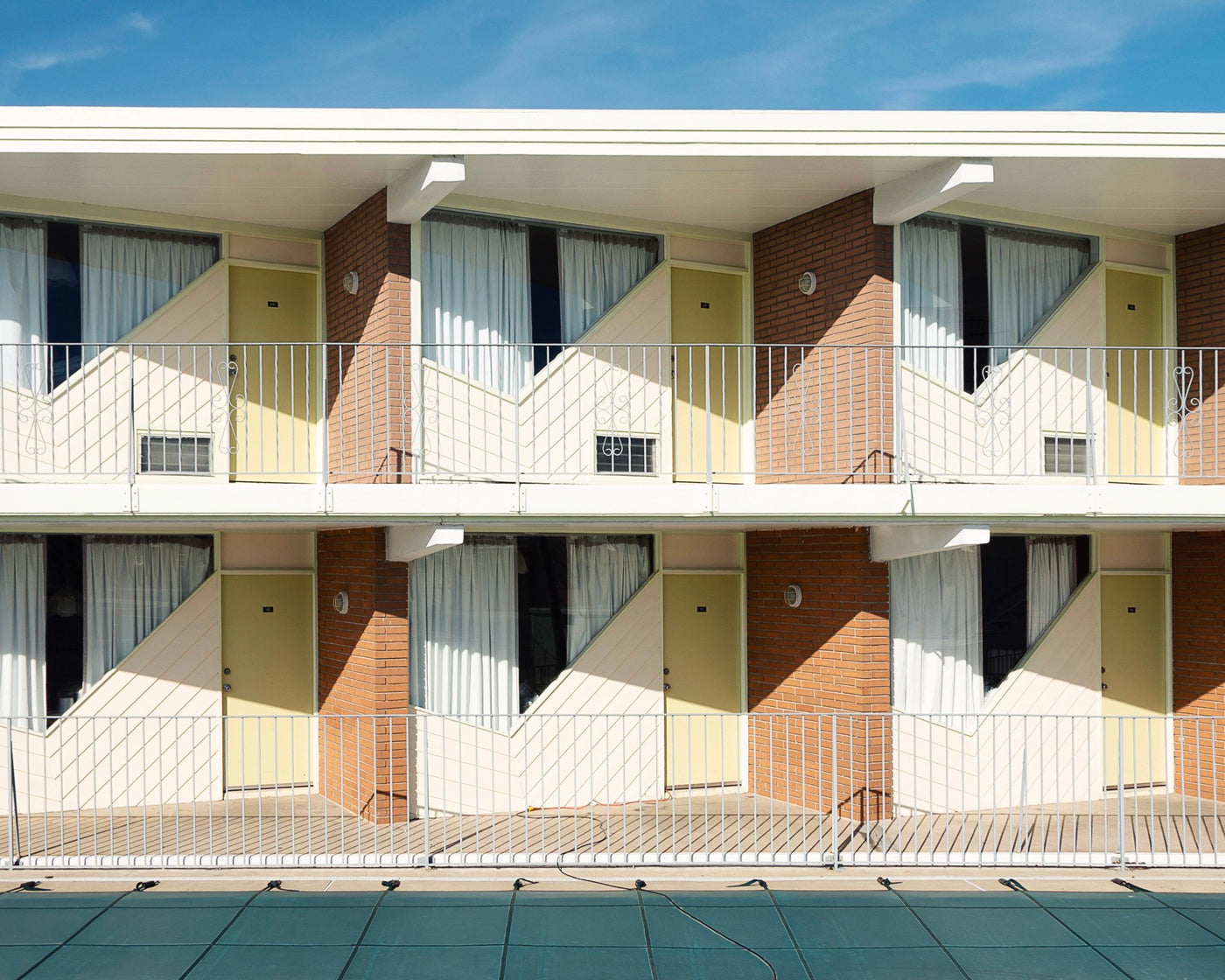 Photograph of doors in a motel