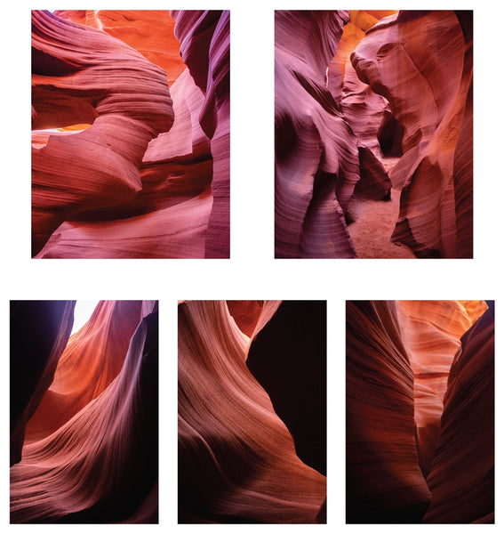 Photograph of arrangement of images for show taken at Antelope Canyon in Arizona