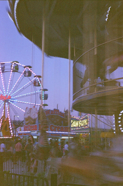 Photograph taken with Canon A-1 camera of a fair on Penn's Landing in Philadelphia