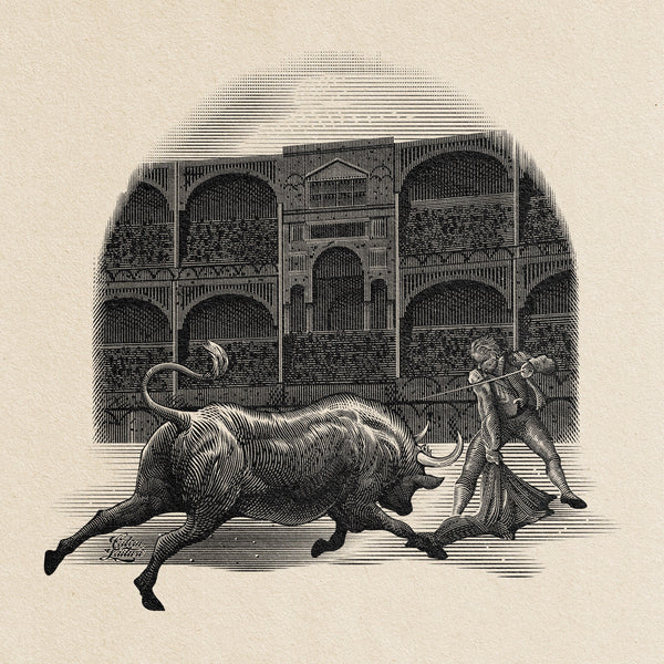 Calvin Laituri Bullfight Spain Bullfighter Cape Spain Sun Also Rises Hemingway Scratchboard Illustration Frontispiece Century Press