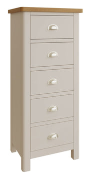 Ludlow Light Grey 5 Drawer Narrow Chest of Drawers