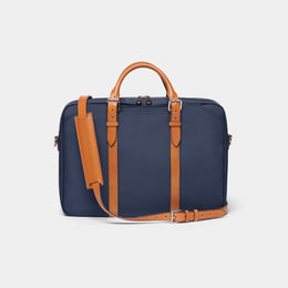 Stuart & Lau | The Cary Briefcase - Double - Navy and Tan