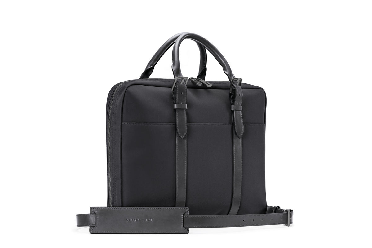 Stuart & Lau | The Cary Briefcase - Slim - Black on Black