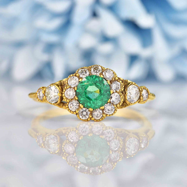 Dainty Emerald And Diamond Engagement Ring