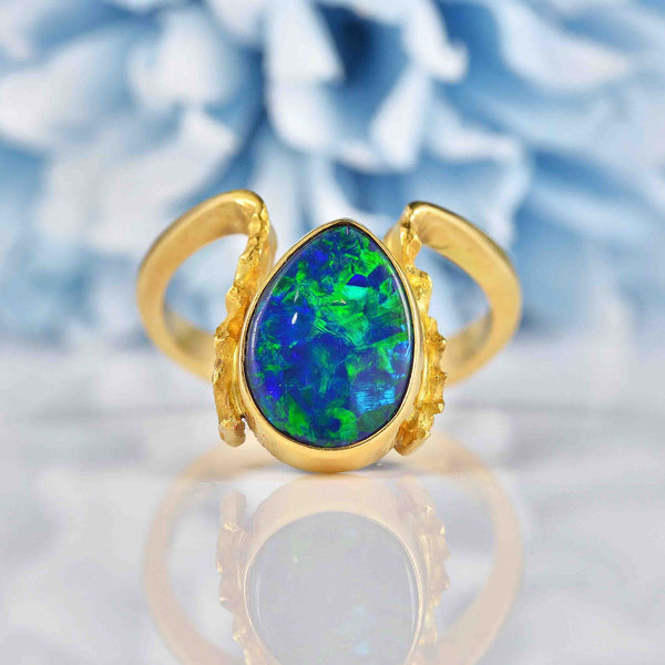 Opal Triplet Vintage 9ct Ring, Bezel Set 9k Yellow Gold Single Stone. -  Addy's Vintage