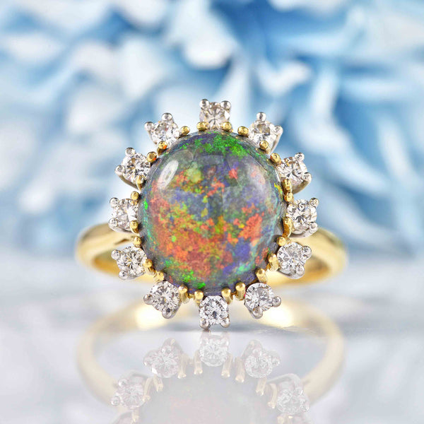 Black Opal Gold Diamond Ring Australian Gemstone Engagement ring For Sale  at 1stDibs | black opal engagement rings, black opal wedding rings, black  opal ring