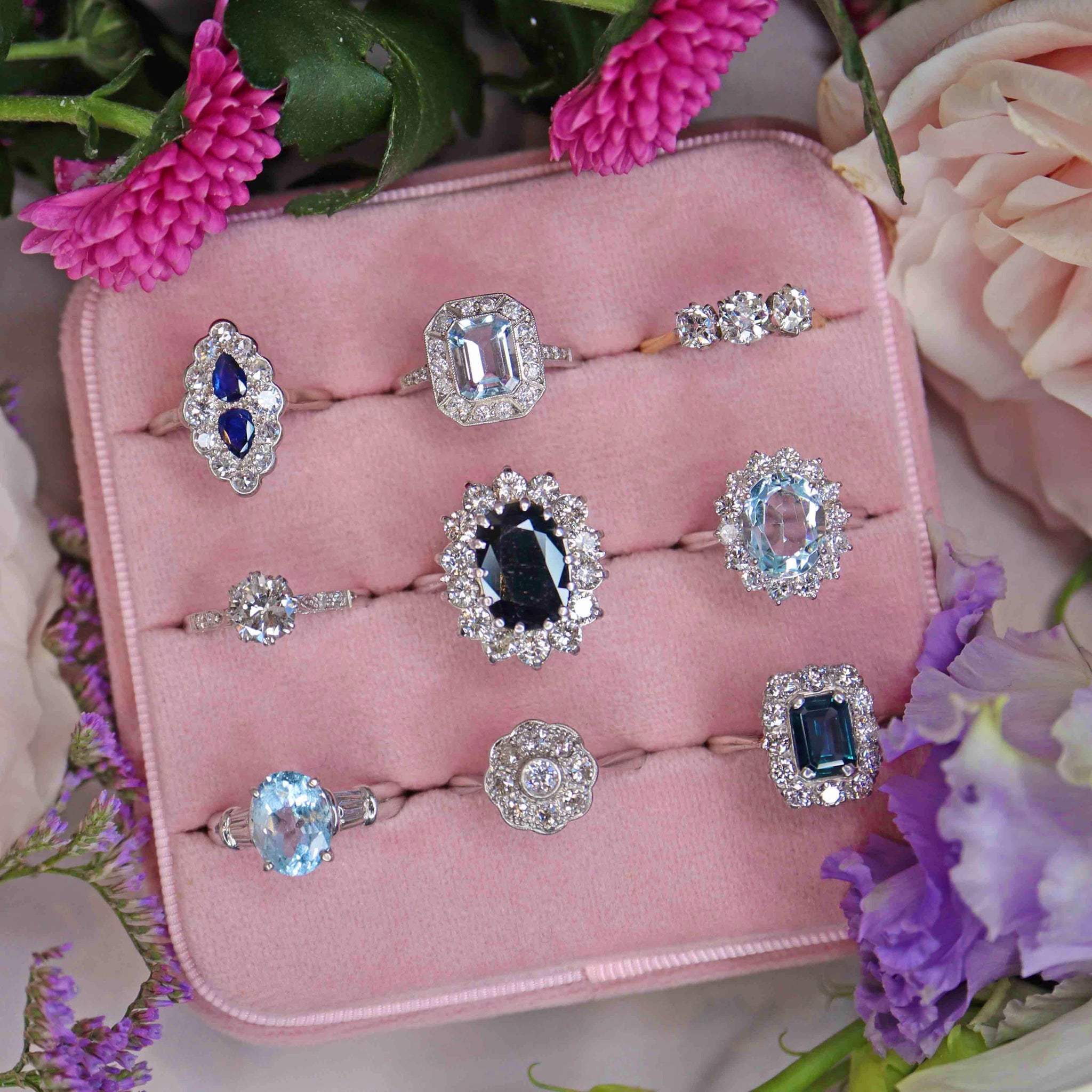 engagement rings in a tray