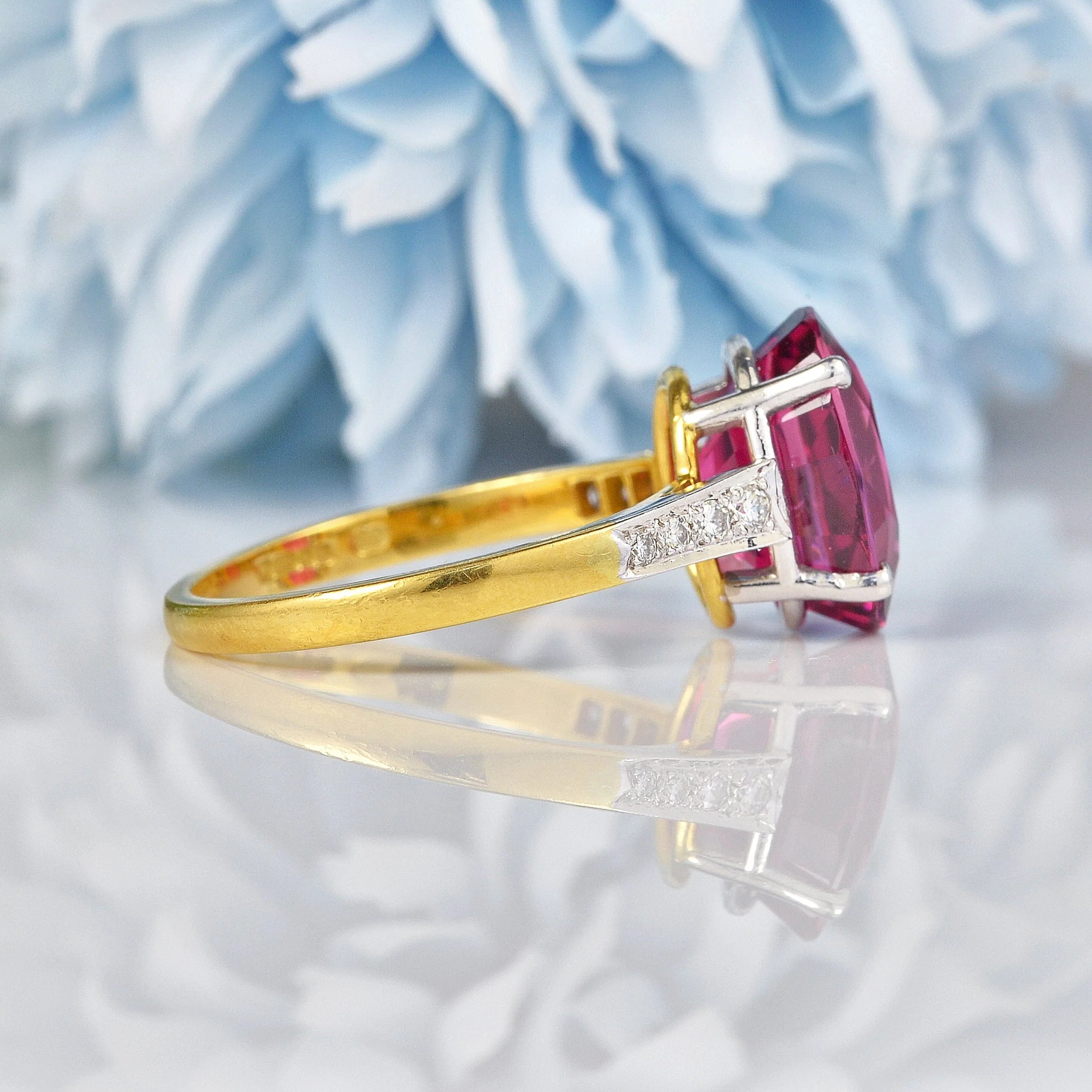 Ellibelle Jewellery Pink Tourmaline & Diamond 18ct Gold Dress Ring