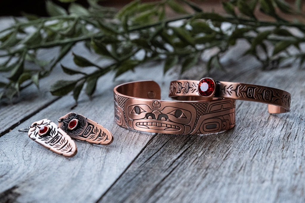 Native Northwest Copper Jewelry with Indigenous Art Engraving