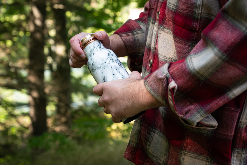 Copper Water Bottle with Twist Cap and Nice Pattern