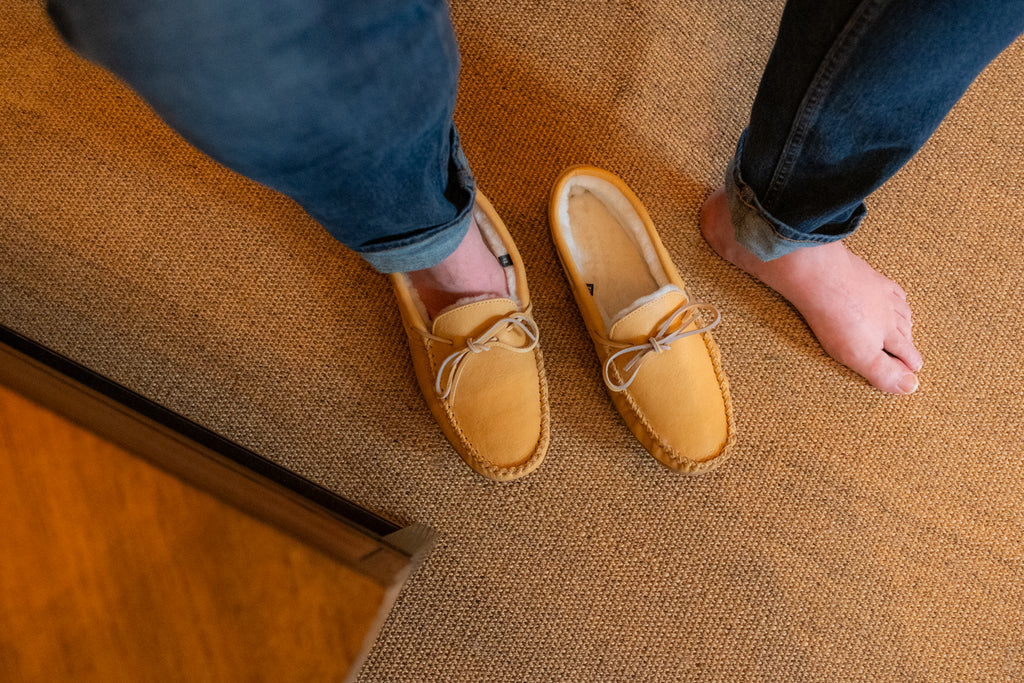 slip into a decadent pair of moccasin slippers