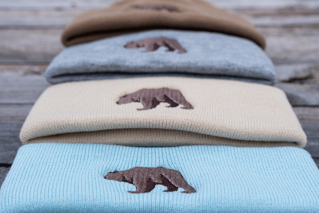 Variety of 4 Brown Bear Knit Beanies for Purchase
