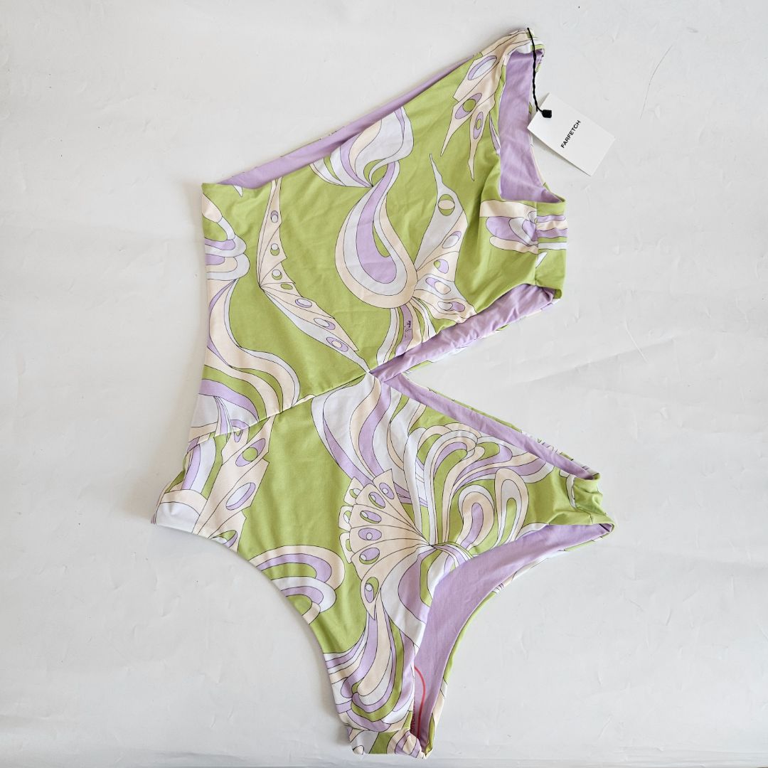 Pre-owned Emilio Pucci Green/ Purple One Piece Swimsuit