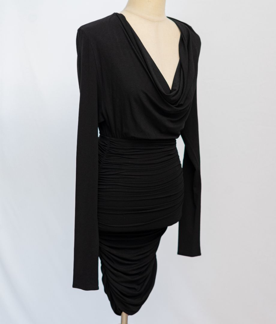 Pre-owned Alexandre Vauthier Cowl-neck Ruched Jersey Mini Dress