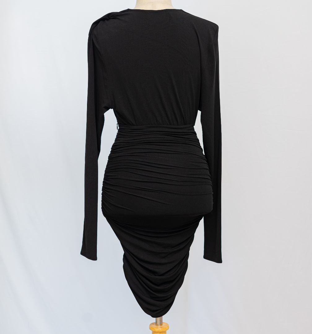 Pre-owned Alexandre Vauthier Cowl-neck Ruched Jersey Mini Dress