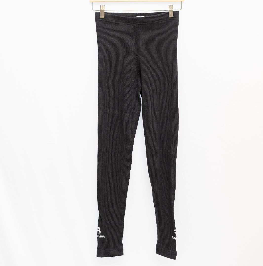 Pre-owned Balenciaga Rib Knit Stirrup Leggings