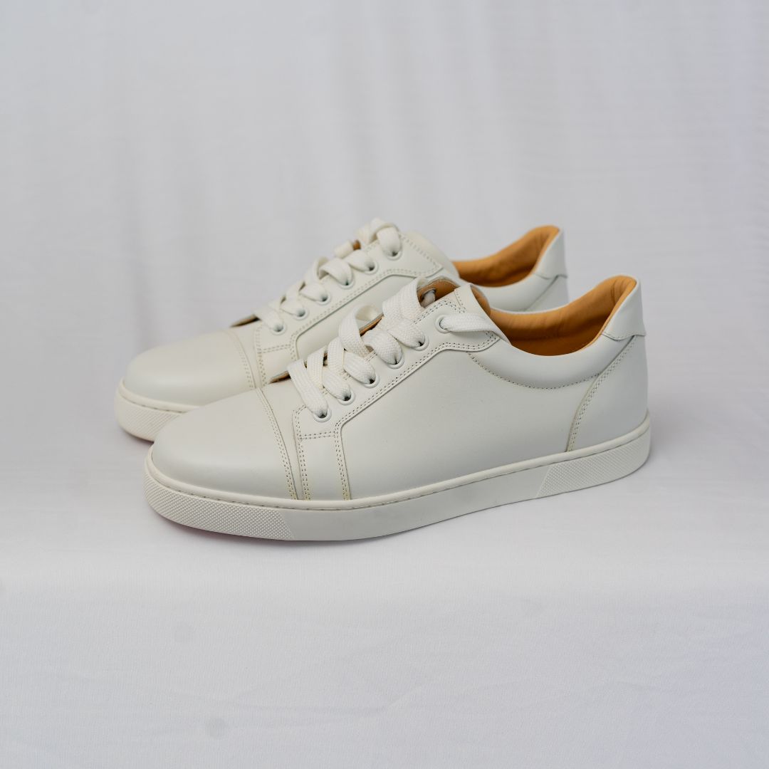 Pre-owned Christian Louboutin White Leather Rantalow Low Top Sneakers, 39