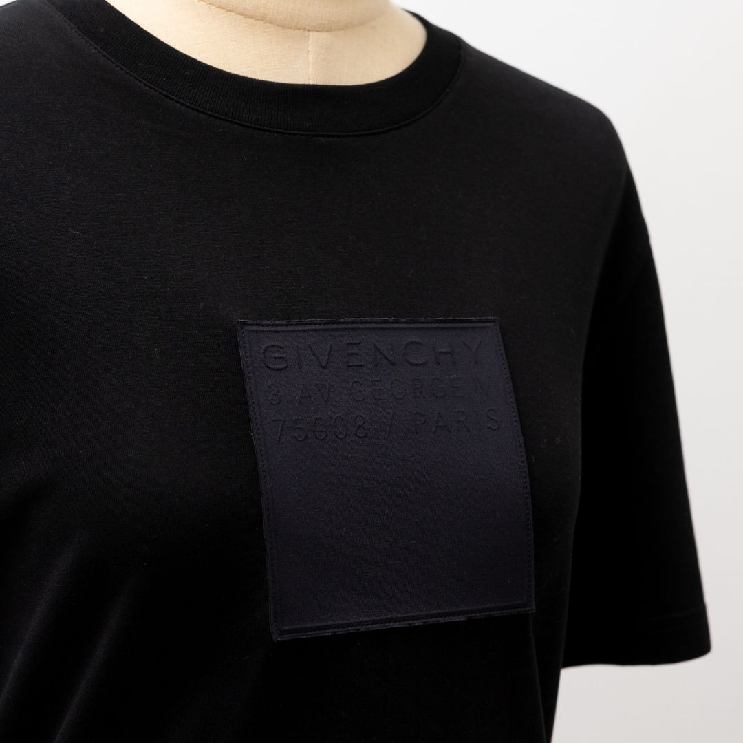 Pre-owned Givenchy Black Square Patch Logo T-shirt